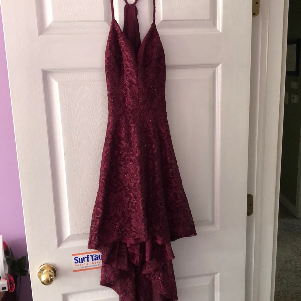 Maroon Lace Formal Dress